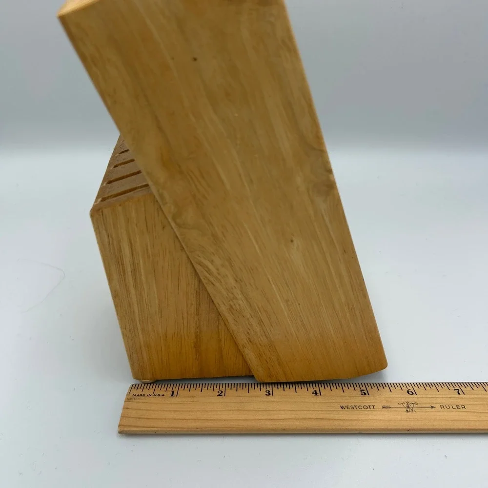 Ginsu Knife Block Holder 11 Slot Natural Wood Blond Solid Butcher